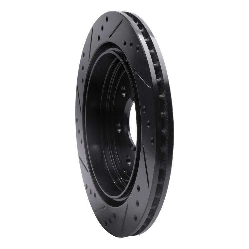 Cadillac SRX Brake Rotor (1) - Rear Right - R1 Concepts - Drilled & Slotted - Black - `10-`16